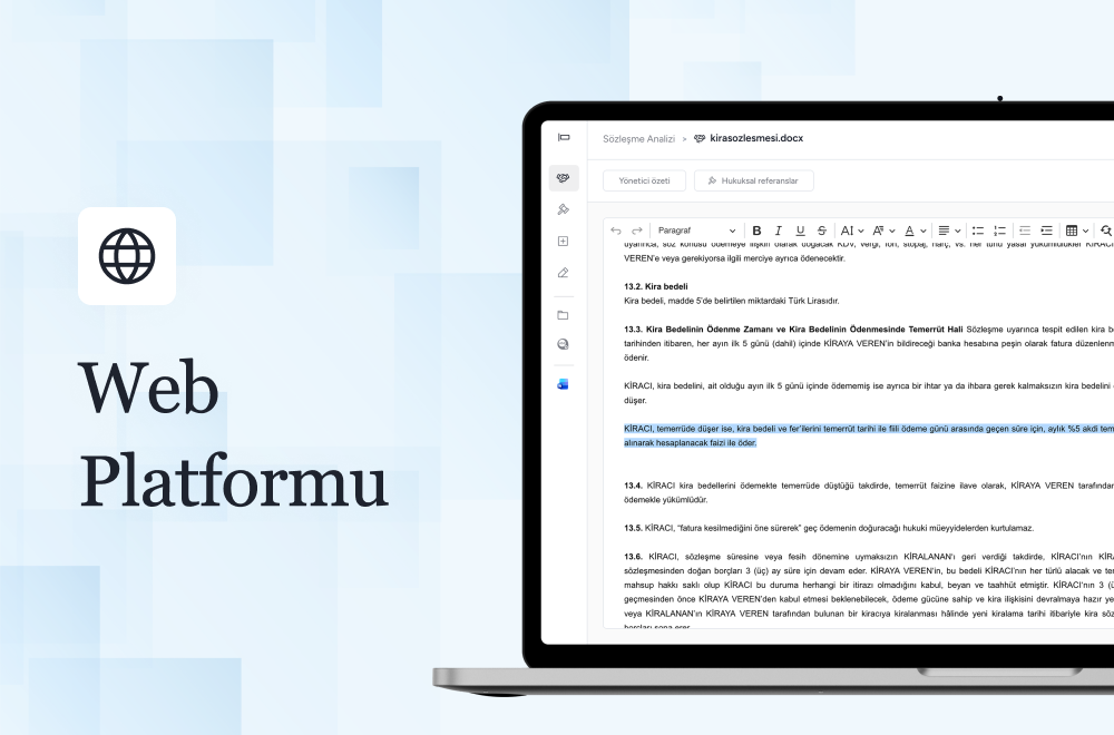 avukat yapay zeka hukuksal Web Platformu